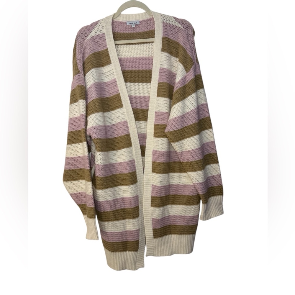 White Birch Striped Duster Pocket Cardigan Afghan
Thick Size M
